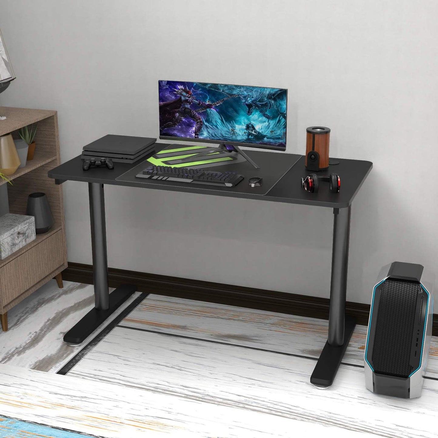 Computer Desk 47 Inch PC Laptop Table Workstation Sturdy I Shaped Leg Modern Home Office Gaming Desk for Study and Gaming,Black