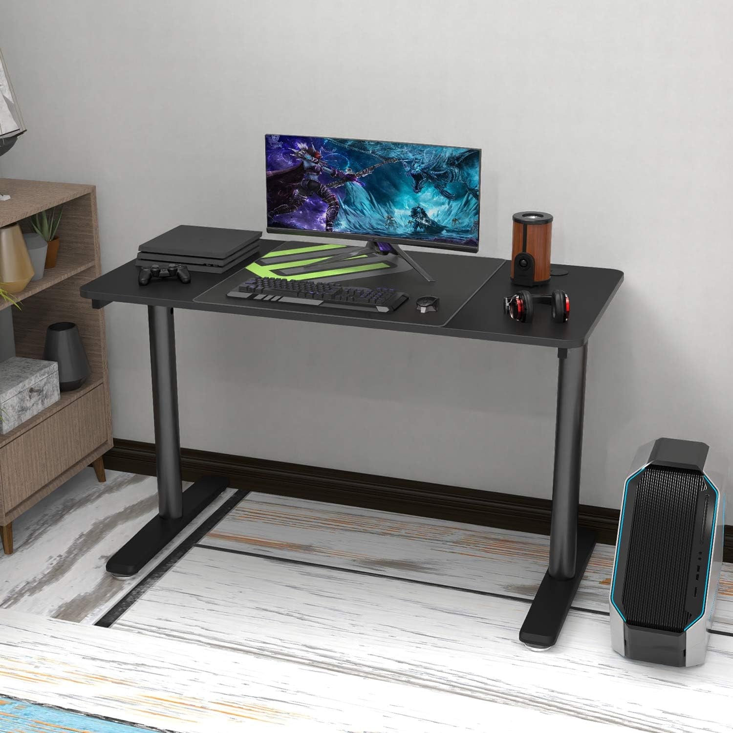 Computer Desk 47 Inch PC Laptop Table Workstation Sturdy I Shaped Leg Modern Home Office Gaming Desk for Study and Gaming,Black