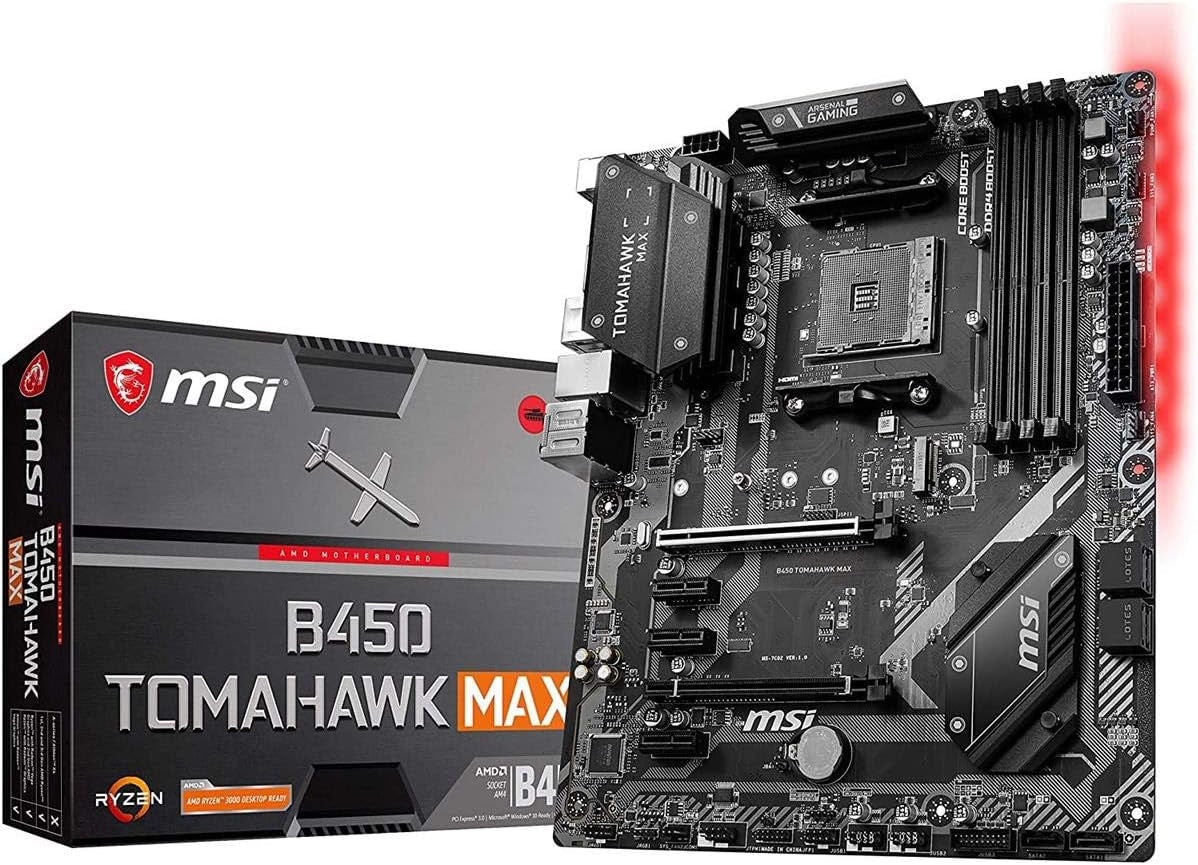Arsenal Gaming AMD Ryzen 2ND and 3Rd Gen AM4 M.2 USB 3 DDR4 DVI HDMI Crossfire ATX Motherboard (B450 TOMAHAWK MAX II)