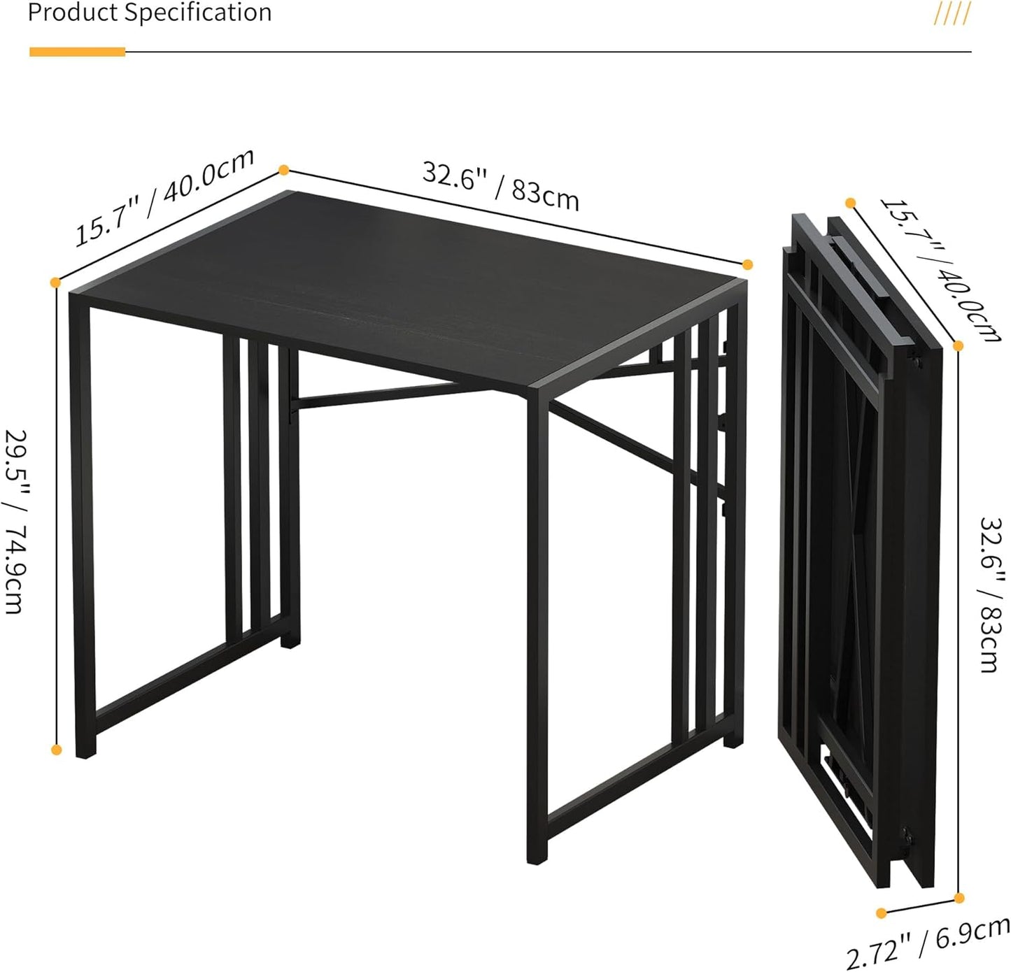Small Folding Computer Desk 32 Inch, Writing Gaming Computer Desk for Small Spac