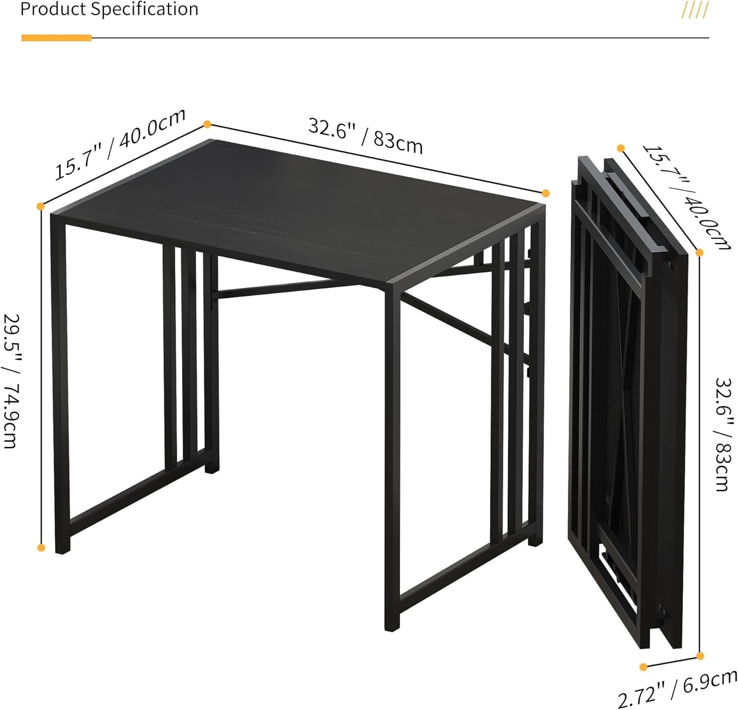 Small Folding Computer Desk 32 Inch, Writing Gaming Computer Desk for Small Spac