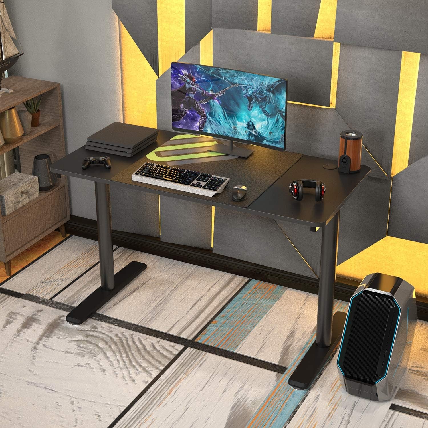 Computer Desk 47 Inch PC Laptop Table Workstation Sturdy I Shaped Leg Modern Home Office Gaming Desk for Study and Gaming,Black