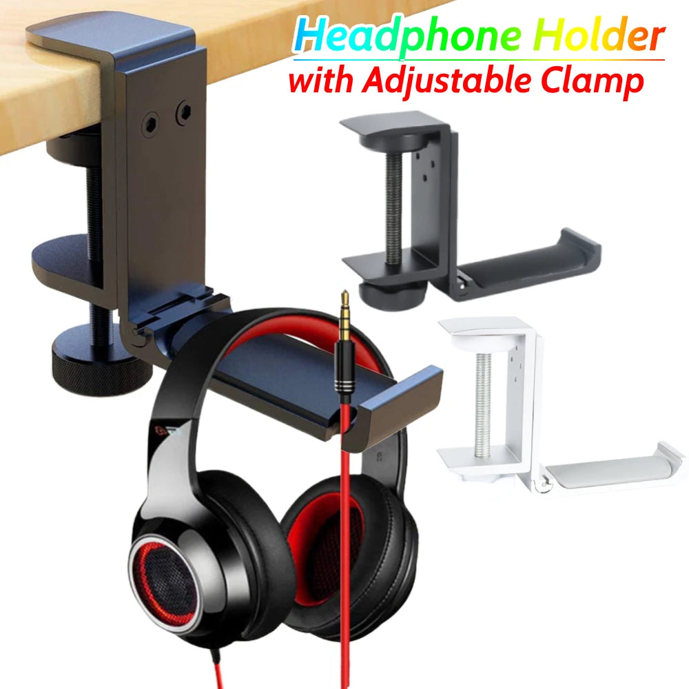 Under Desk Earphone Stand with Adjustable Clamp Metal Earphone Hanger Gaming Headset Holder for Gaming PC Accessories