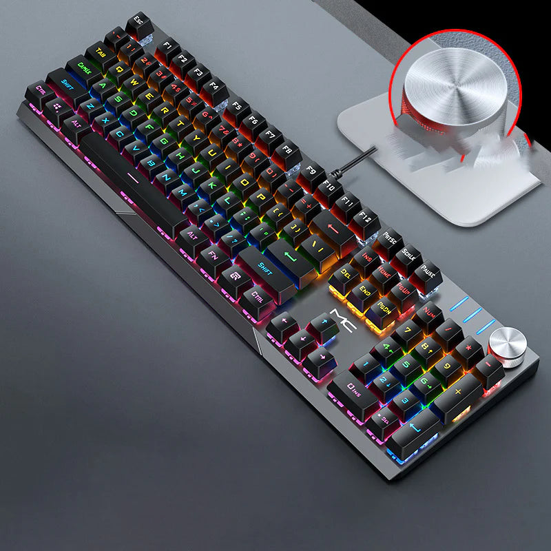 Modern Mechanical Keyboard with Green Black Tea Red Switches for Gaming PC Setup Wired