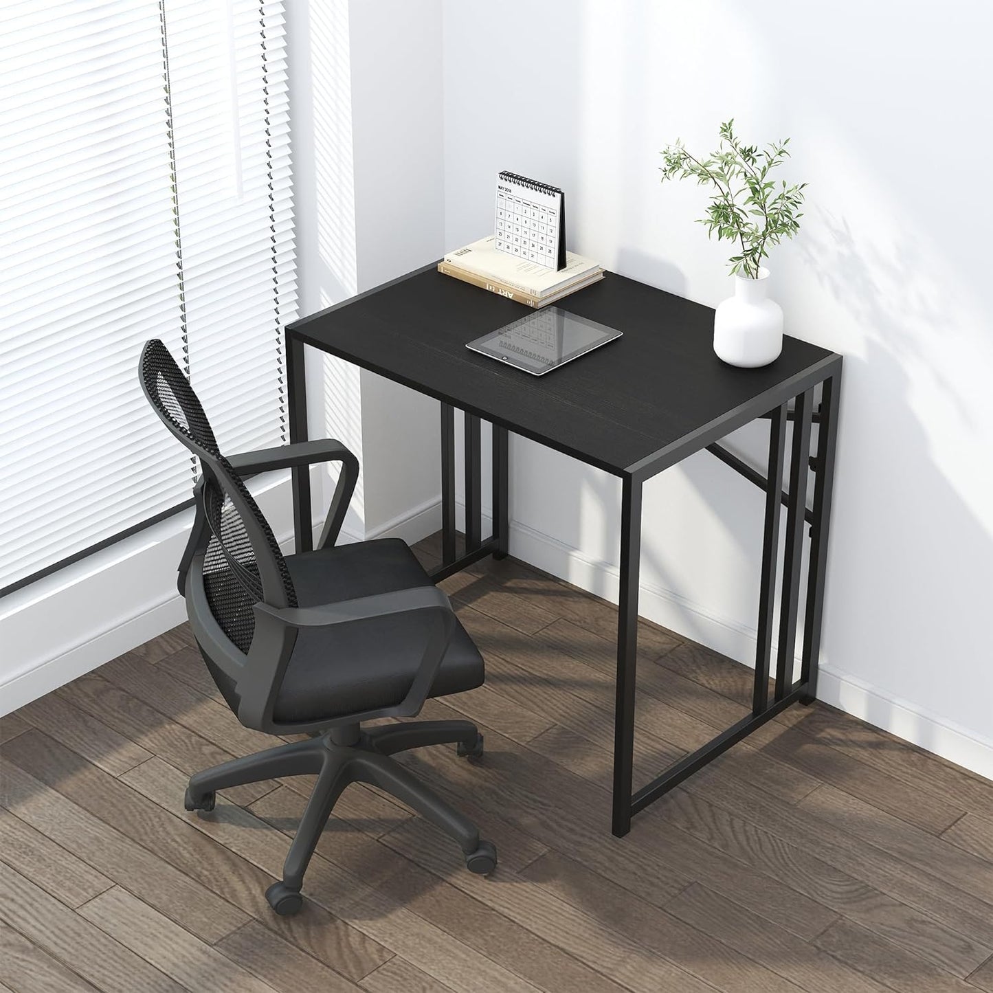 Small Folding Computer Desk 32 Inch, Writing Gaming Computer Desk for Small Spac