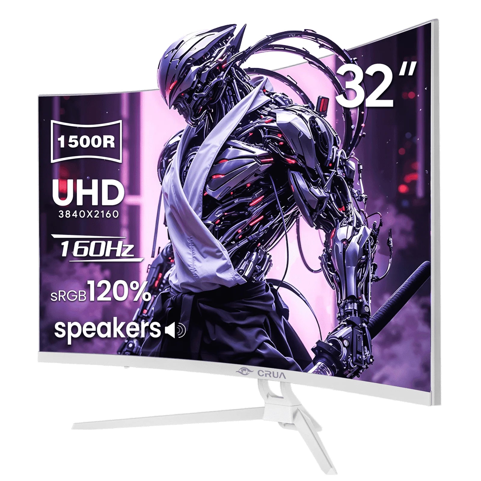 32 Inch 4K Curved Gaming Monitor, UHD 160Hz Monitor, 1500R, Freesync 120% Srgb, 1.07B Color Depth, with HDMI /DP and Built-In Speaker, Support Wall Mount-
