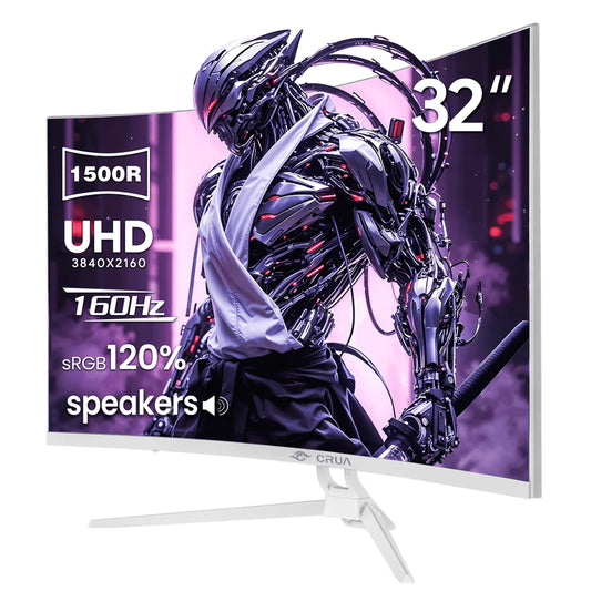 32 Inch 4K Curved Gaming Monitor, UHD 160Hz Monitor, 1500R, Freesync 120% Srgb, 1.07B Color Depth, with HDMI /DP and Built-In Speaker, Support Wall Mount-