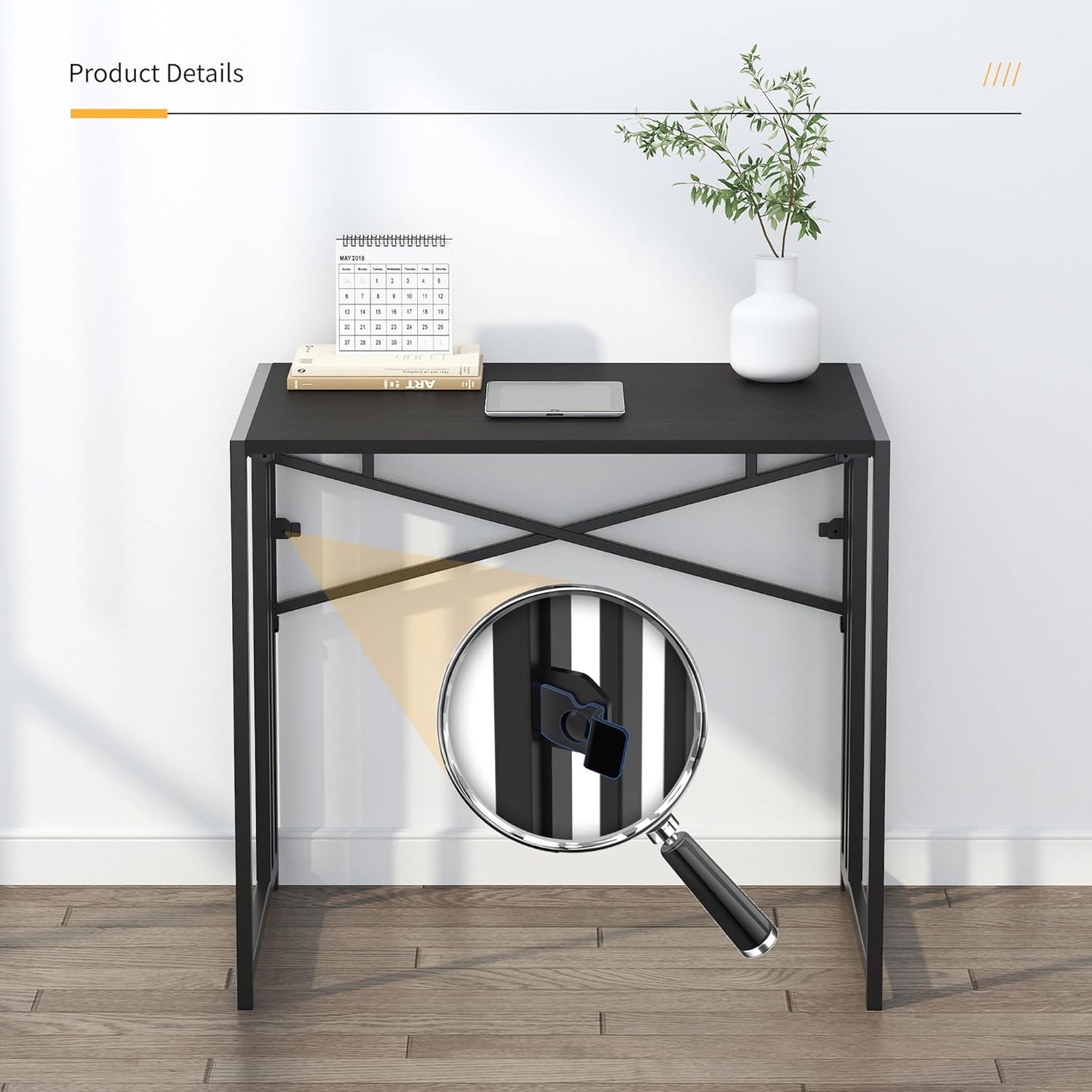 Small Folding Computer Desk 32 Inch, Writing Gaming Computer Desk for Small Spac
