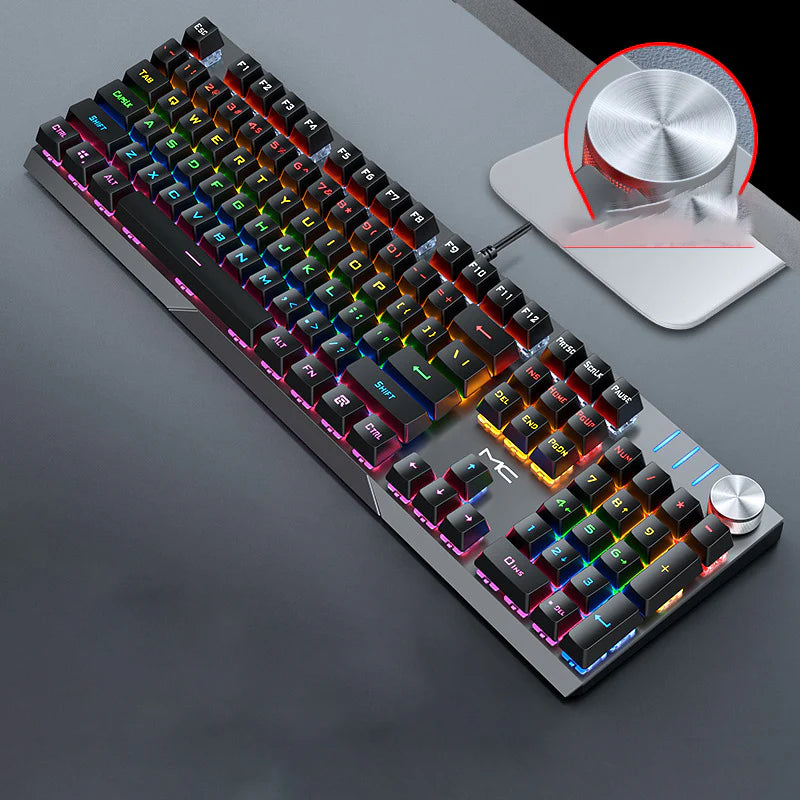 Modern Mechanical Keyboard with Green Black Tea Red Switches for Gaming PC Setup Wired