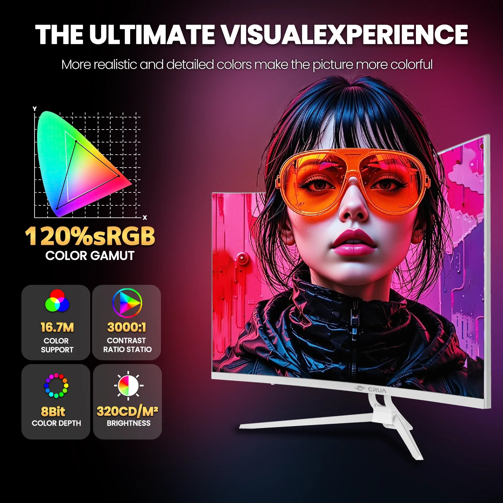 32 Inch 4K Curved Gaming Monitor, UHD 160Hz Monitor, 1500R, Freesync 120% Srgb, 1.07B Color Depth, with HDMI /DP and Built-In Speaker, Support Wall Mount-