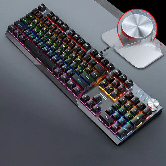 Modern Mechanical Keyboard with Green Black Tea Red Switches for Gaming PC Setup Wired