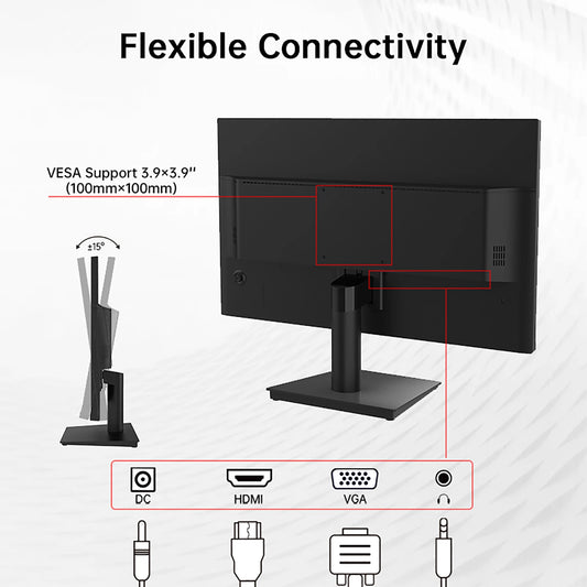 24 Inch 1080P Monitor 100Hz, Freesync Gaming Moniter, PC Monitors for Office, HDMI, VGA, Earphone Ports, HDR10, Zeroframe Design